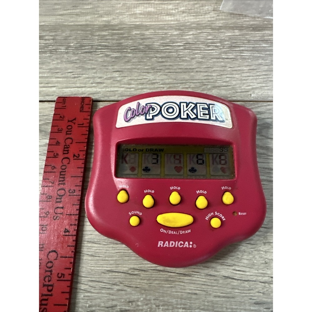 Vintage 1999 Radica‎ Color Poker Handheld Electronic Game Pink Retro Toy 1109